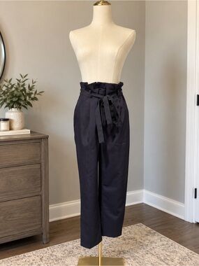 Lulus With Confidence Navy Blue Paper Bag Waist Pants